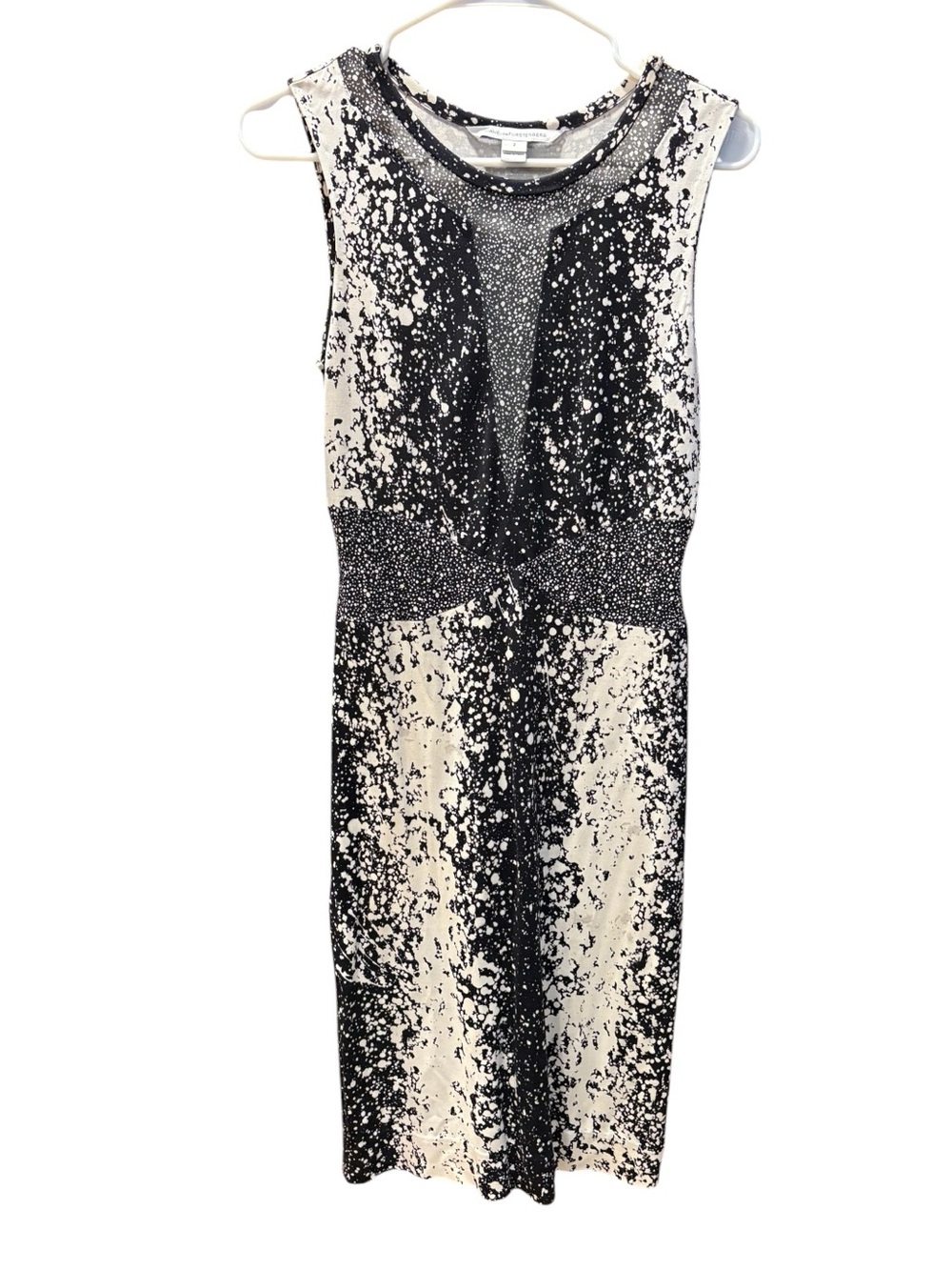 Diane Von Furstenberg Ilsie Silk Black and Cream Sleeveless Midi Dress